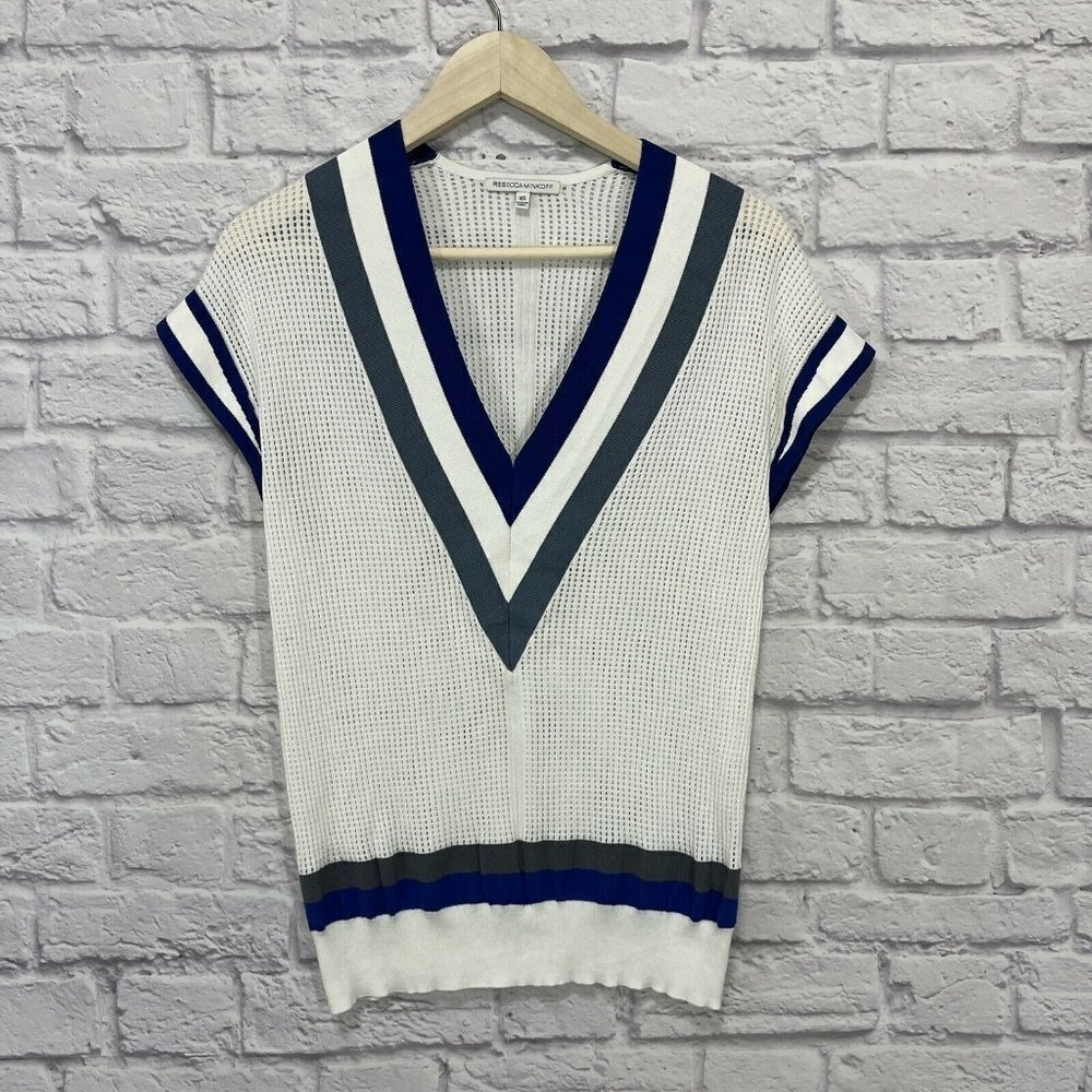 Rebecca Minkoff X-Small Top Mesh Striped Shirt